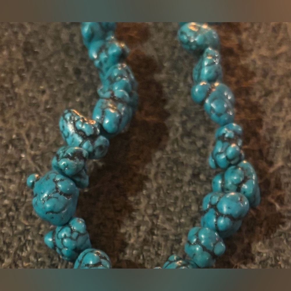 ๐ RARE 1928 Designer Turquoise Blue Stone Statement Necklace โข Crystal Medallion - Picture 11 of 14